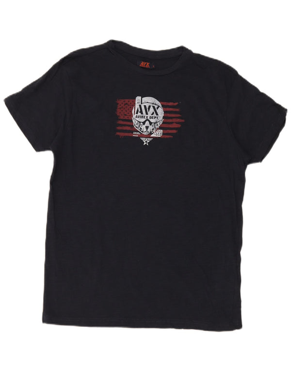 Avirex Mens Graphic T-Shirt Top Large Navy Blue Cotton