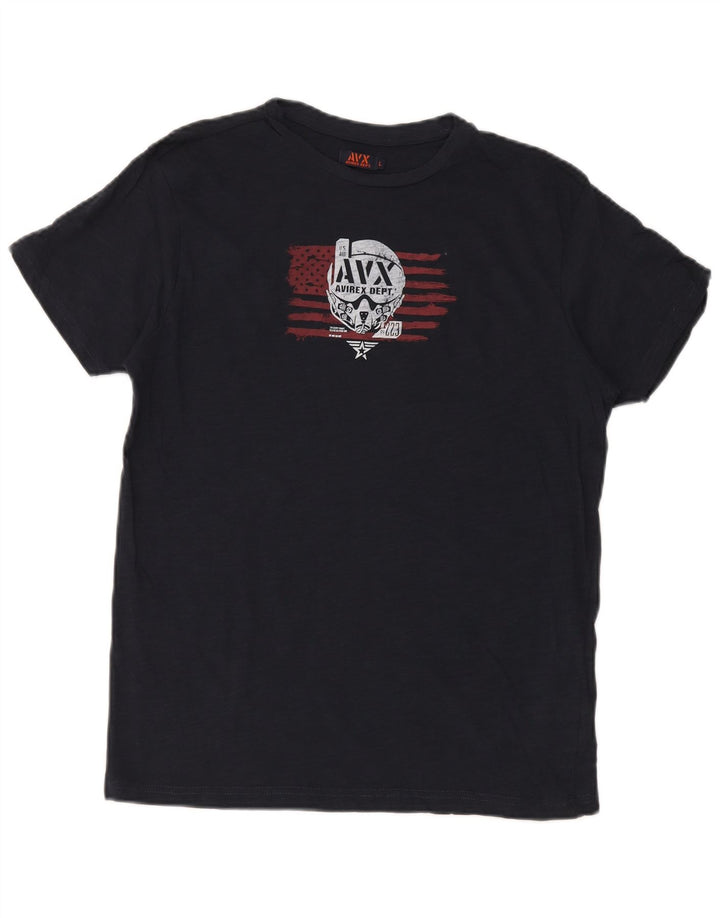 Avirex Mens Graphic T-Shirt Top Large Navy Blue Cotton