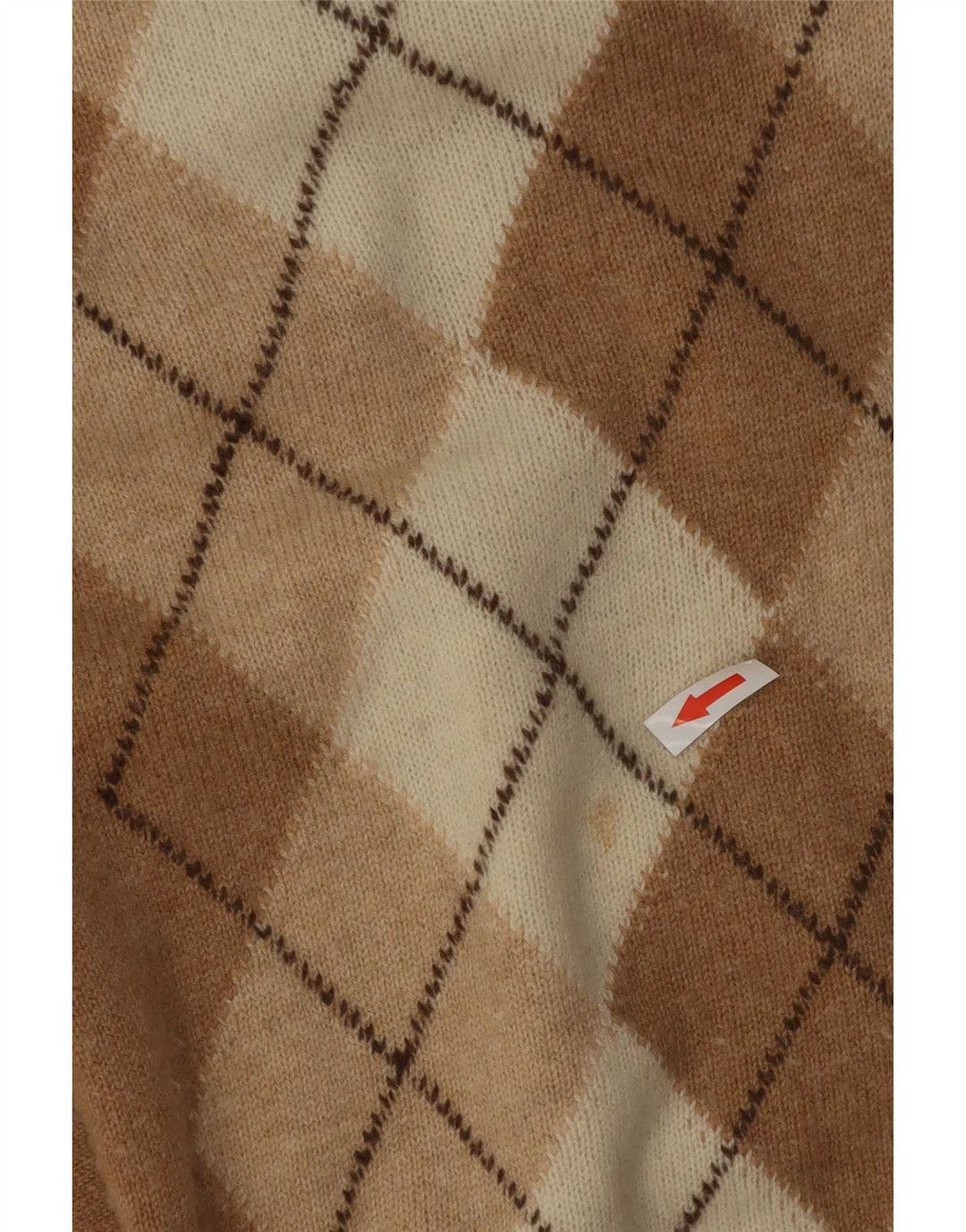 WESTBURY Mens V-Neck Jumper Sweater IT 52/54 Large Beige Argyle/Diamond