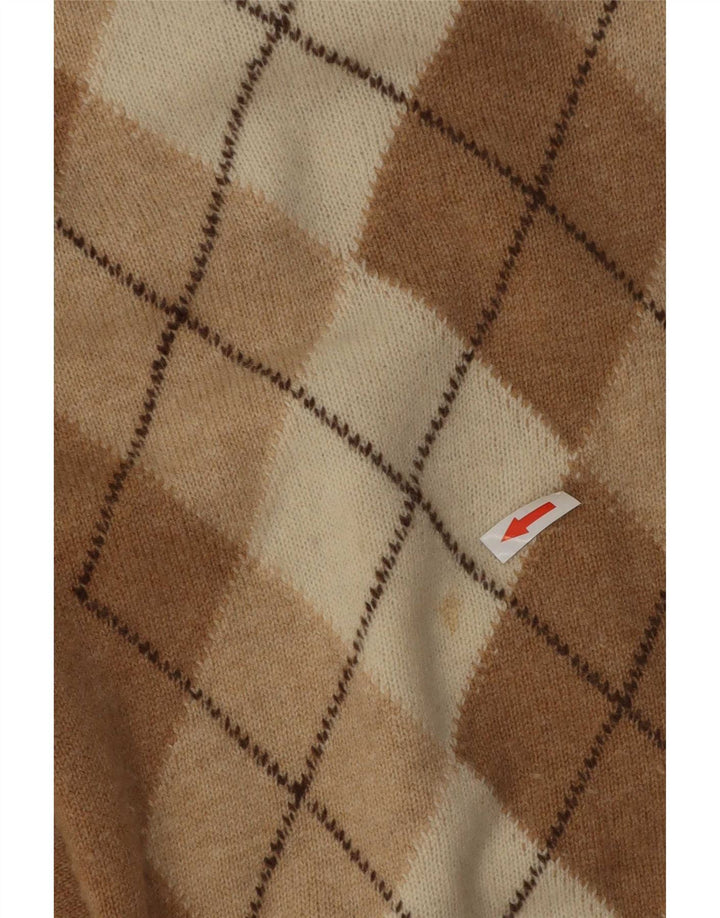 WESTBURY Mens V-Neck Jumper Sweater IT 52/54 Large Beige Argyle/Diamond
