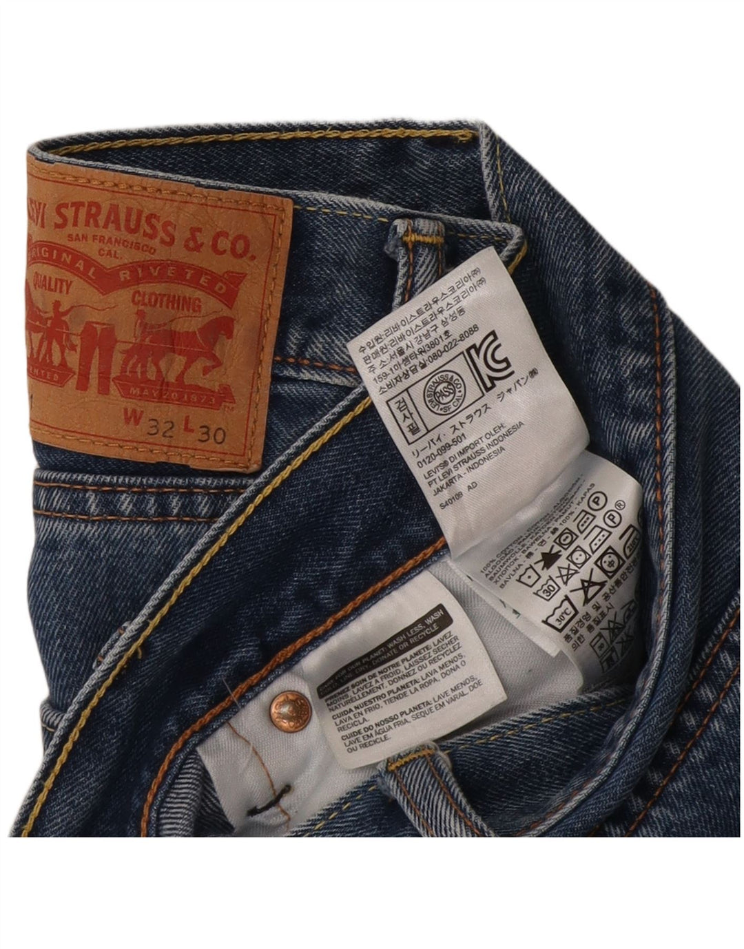 Levi's Mens 751 Cropped Straight Jeans W32 L24 Blue Cotton
