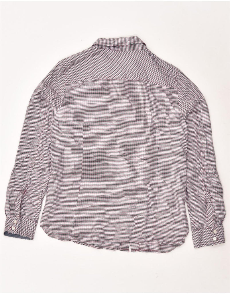 TOMMY HILFIGER Womens Shirt UK 14 Medium Grey Houndstooth Cotton | Vintage Tommy Hilfiger | Thrift | Second-Hand Tommy Hilfiger | Used Clothing | Messina Hembry 