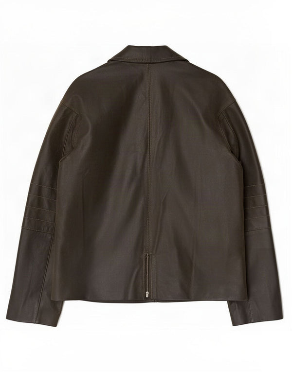 Conbipel Mens Leather Jacket IT 48 Medium Khaki