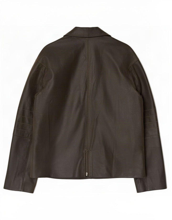 Conbipel Mens Leather Jacket IT 48 Medium Khaki