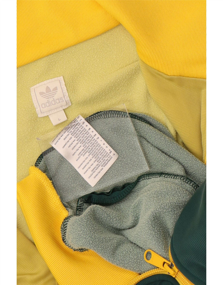 Adidas Mens Graphic Tracksuit Top Jacket Large Yellow Colourblock Polyamide