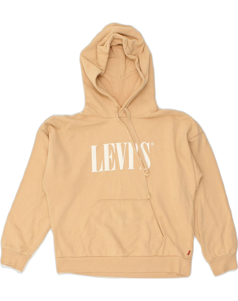 LEVI'S Mens Graphic Hoodie Jumper XS Beige Cotton | Vintage Levi's | Thrift | Second-Hand Levi's | Used Clothing | Messina Hembry 