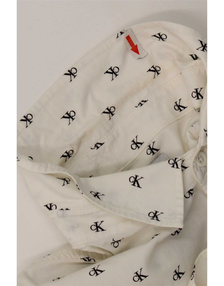 Calvin Klein Jeans Mens Graphic Slim Fit Shirt Medium White Cotton