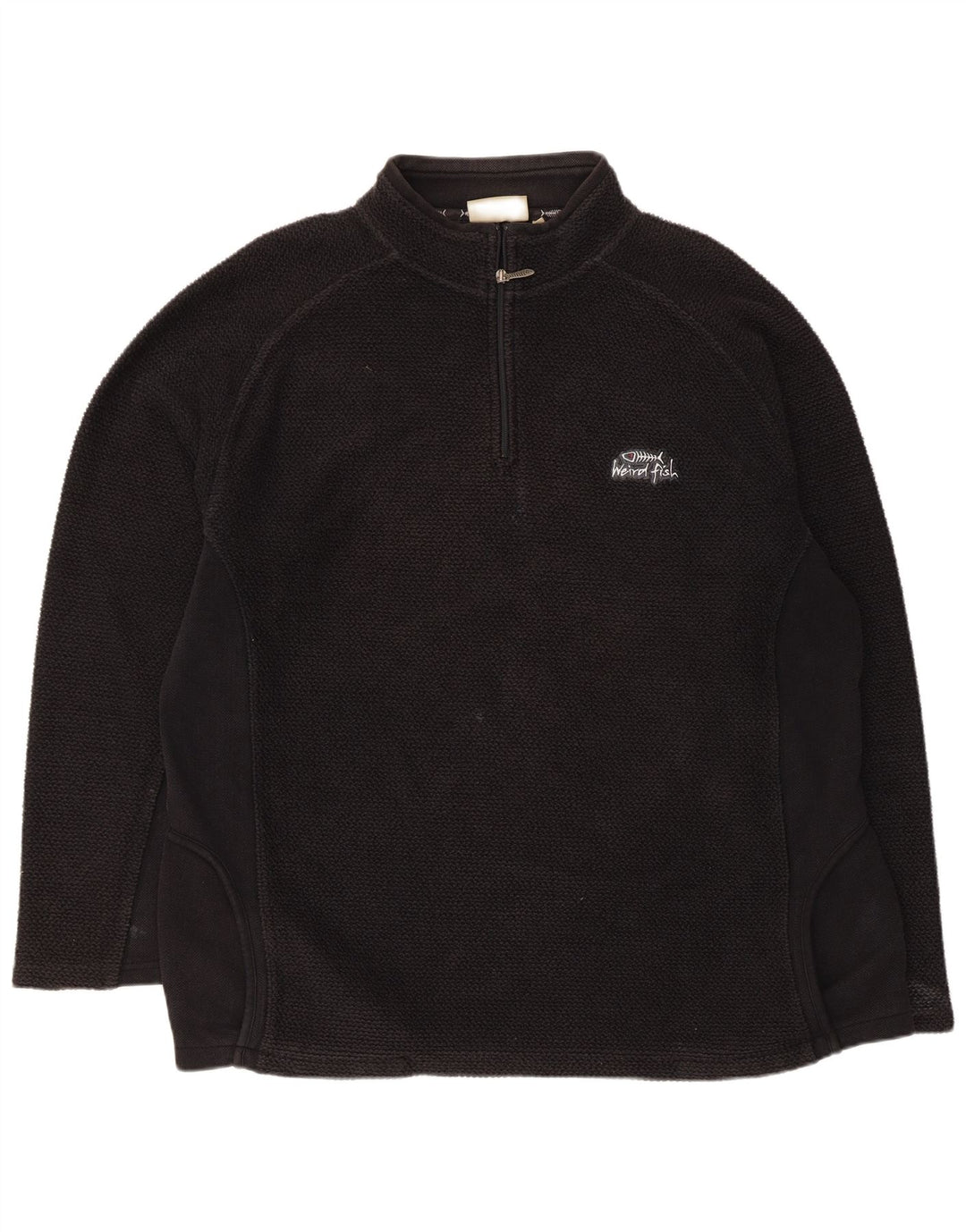 Weird Fish Mens Zip Neck Sweatshirt Jumper XL Black Cotton