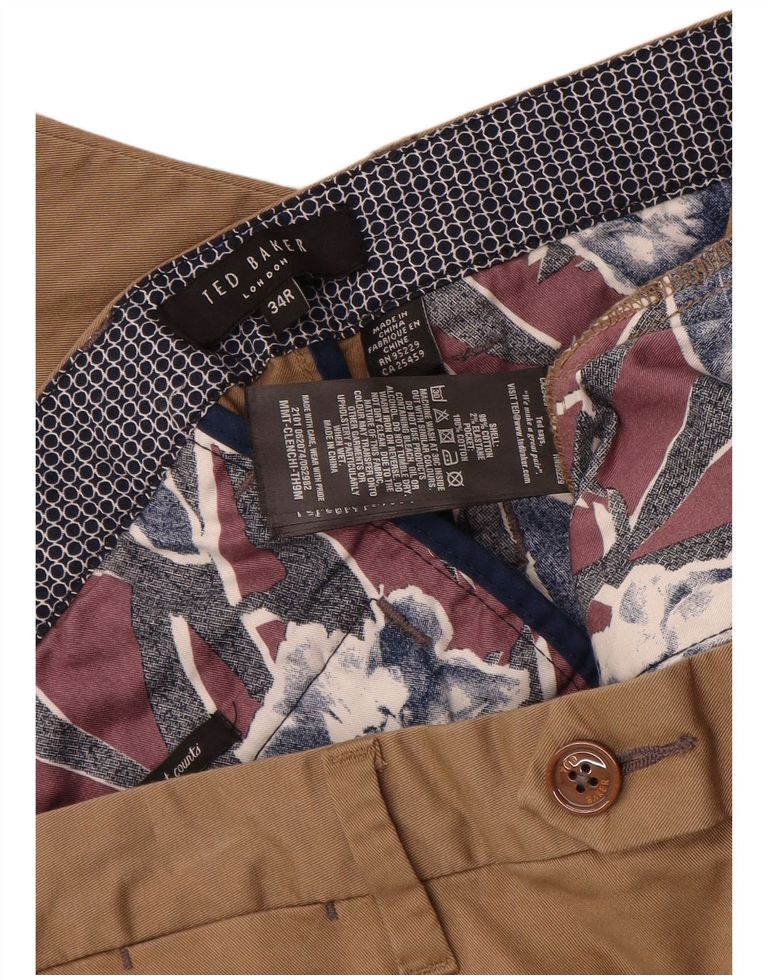 TED BAKER Mens Straight Suit Trousers W34 L27 Brown Cotton