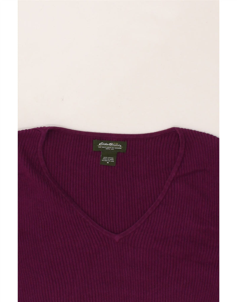 EDDIE BAUER Womens 3/4 Sleeve V-Neck Jumper Sweater UK 14 Medium Purple Vintage Eddie Bauer and Second-Hand Eddie Bauer from Messina Hembry 