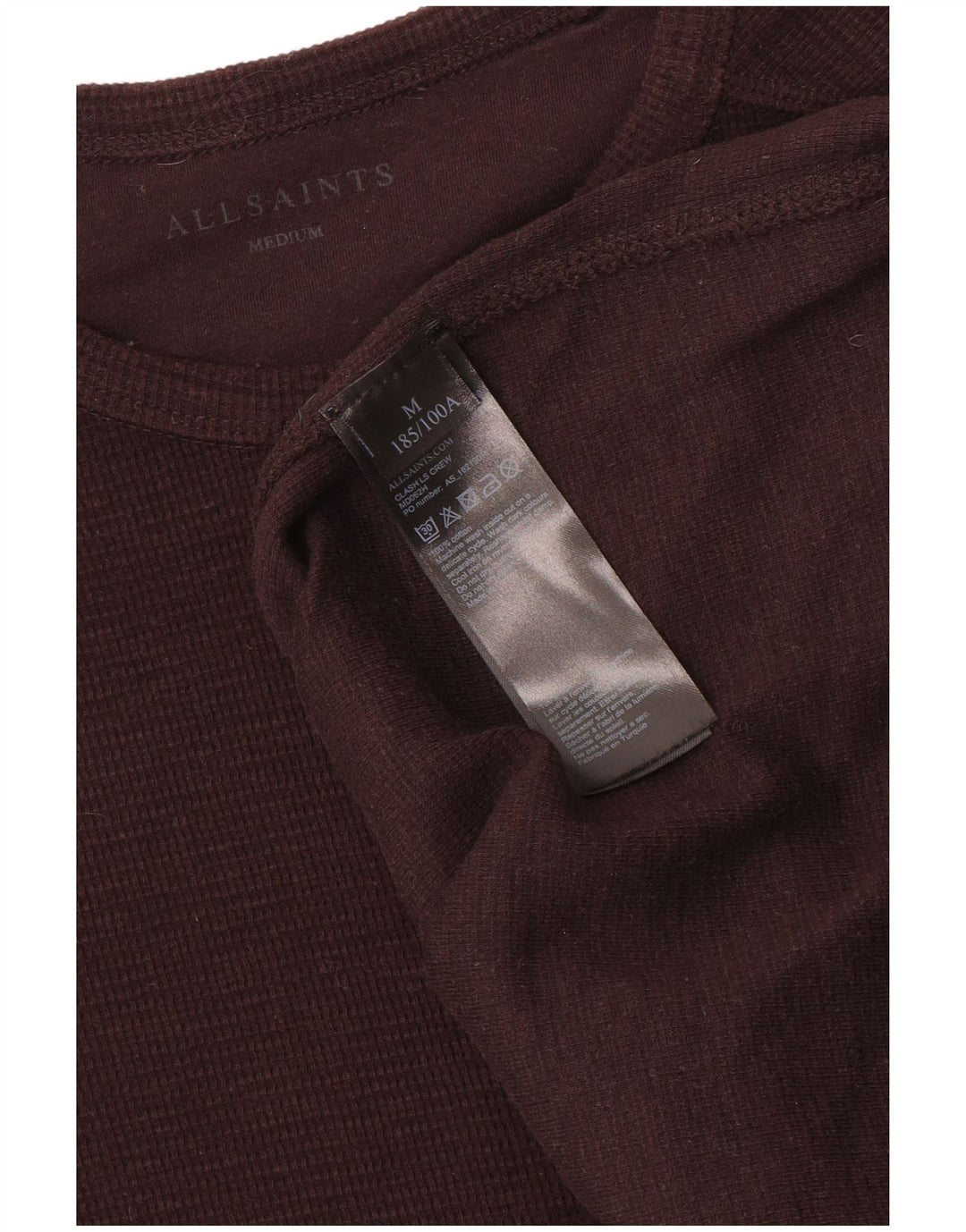 All Saints Mens Top Long Sleeve Medium Brown Cotton