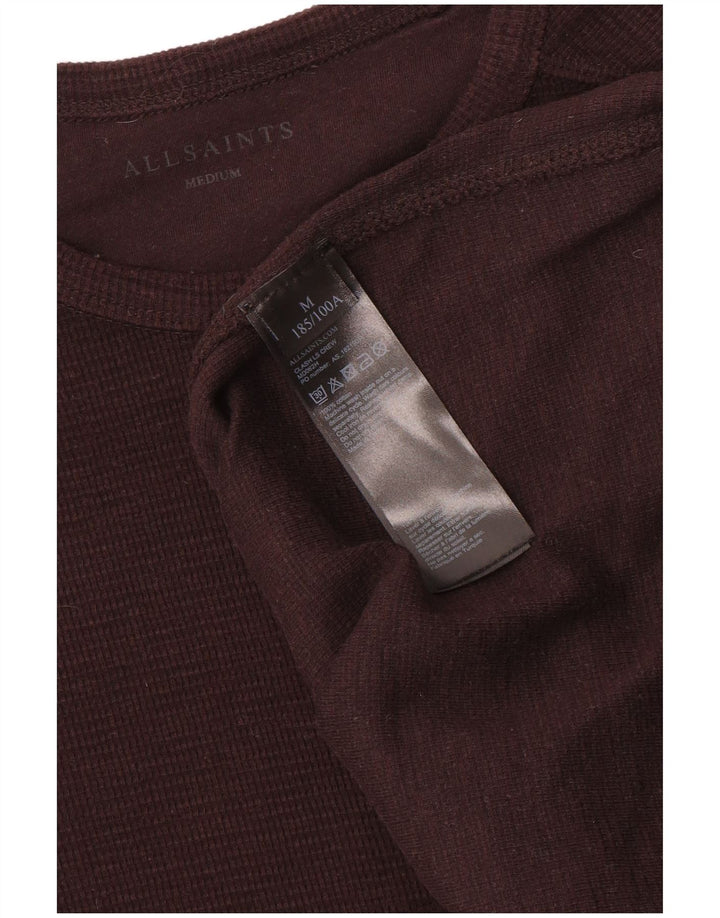 All Saints Mens Top Long Sleeve Medium Brown Cotton
