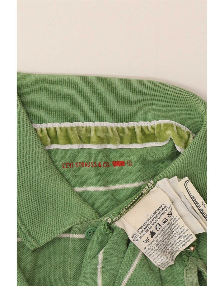 Levi's Mens Graphic Polo Shirt Large Green Striped Cotton
