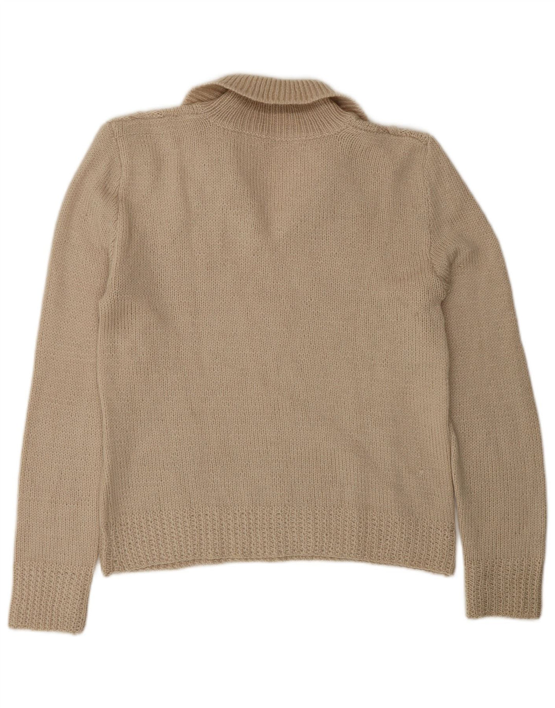 Vintage Womens Polo Neck Jumper Sweater UK 14 Medium Beige