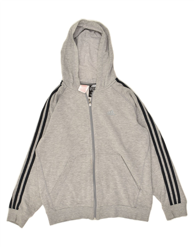 ADIDAS Boys Zip Hoodie Sweater 13-14 Years Grey Flecked Cotton | Vintage Adidas | Thrift | Second-Hand Adidas | Used Clothing | Messina Hembry 