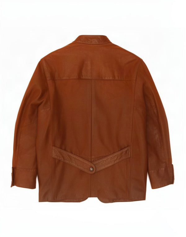 Striwa Mens 1 Button Leather Blazer Jacket UK 40 Large Brown