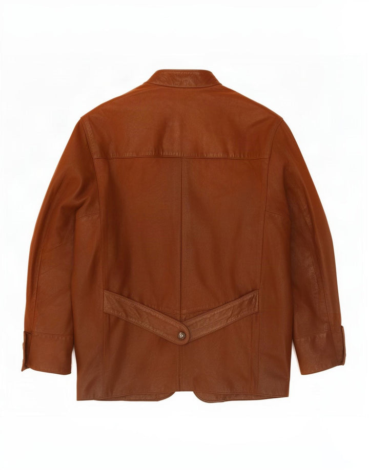 Striwa Mens 1 Button Leather Blazer Jacket UK 40 Large Brown