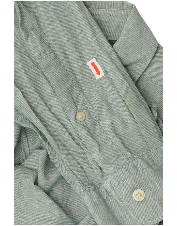Jaeger Mens Shirt Large Green Cotton