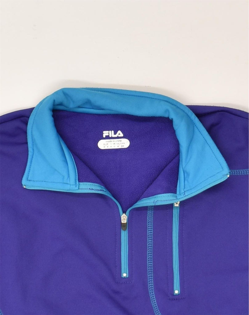 FILA Womens Pullover Tracksuit Top UK 12 Medium Blue Polyester | Vintage Fila | Thrift | Second-Hand Fila | Used Clothing | Messina Hembry 