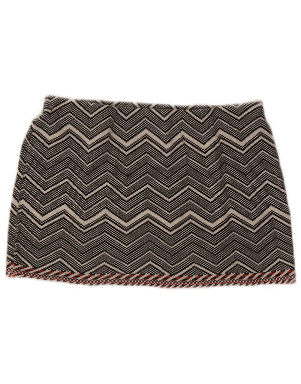 Zara Womens Trafaluc Mini Skirt Medium W28 Grey Chevron