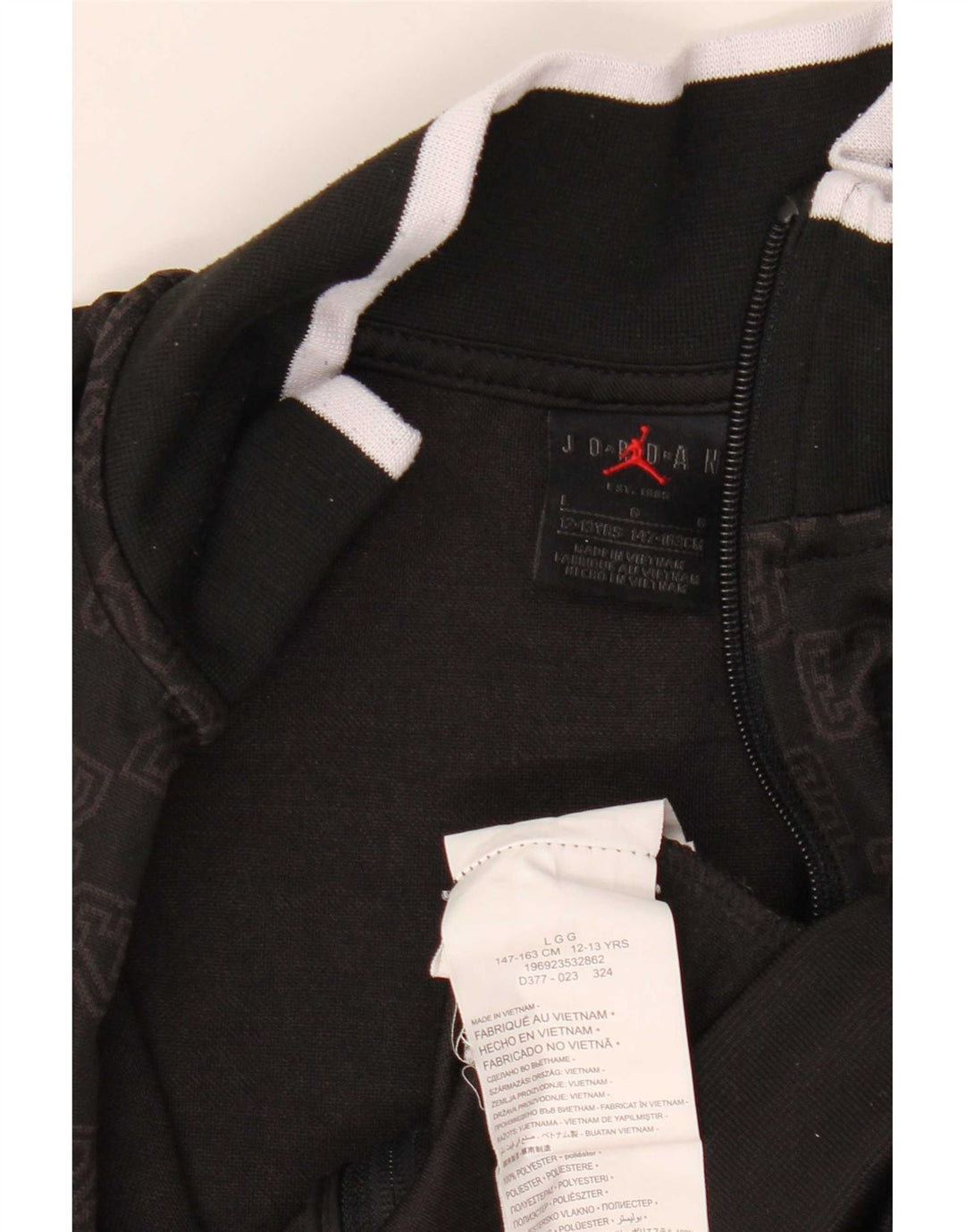 Jordan Boys Graphic Tracksuit Top Jacket 12-13 Years Large Black Geometric