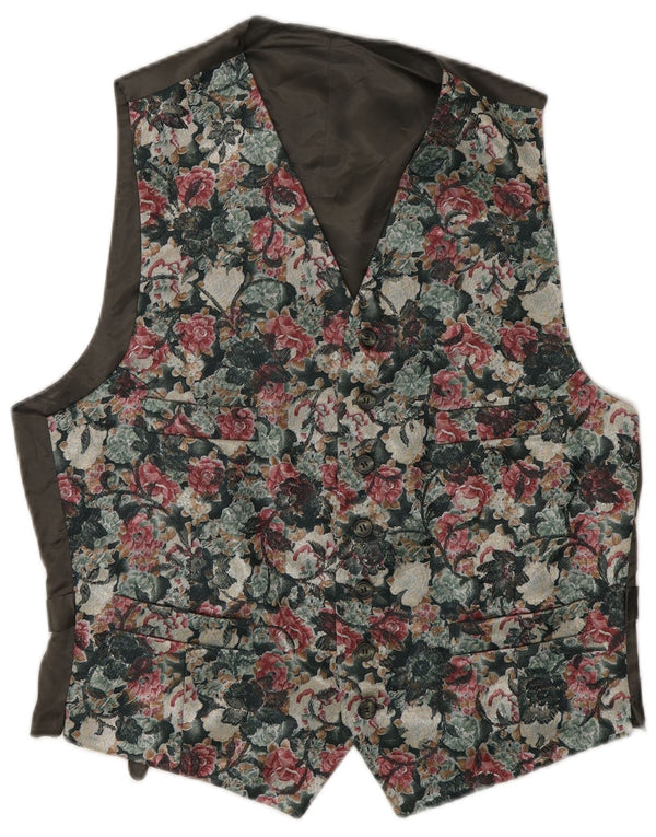 Vintage Mens Waistcoat IT 46 Small Multicoloured Floral