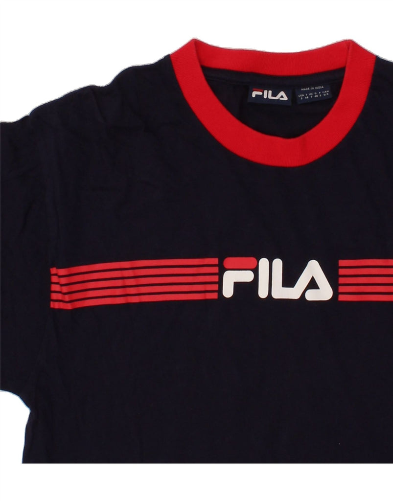FILA Mens Graphic T-Shirt Top Small Navy Blue Cotton Vintage Fila and Second-Hand Fila from Messina Hembry 
