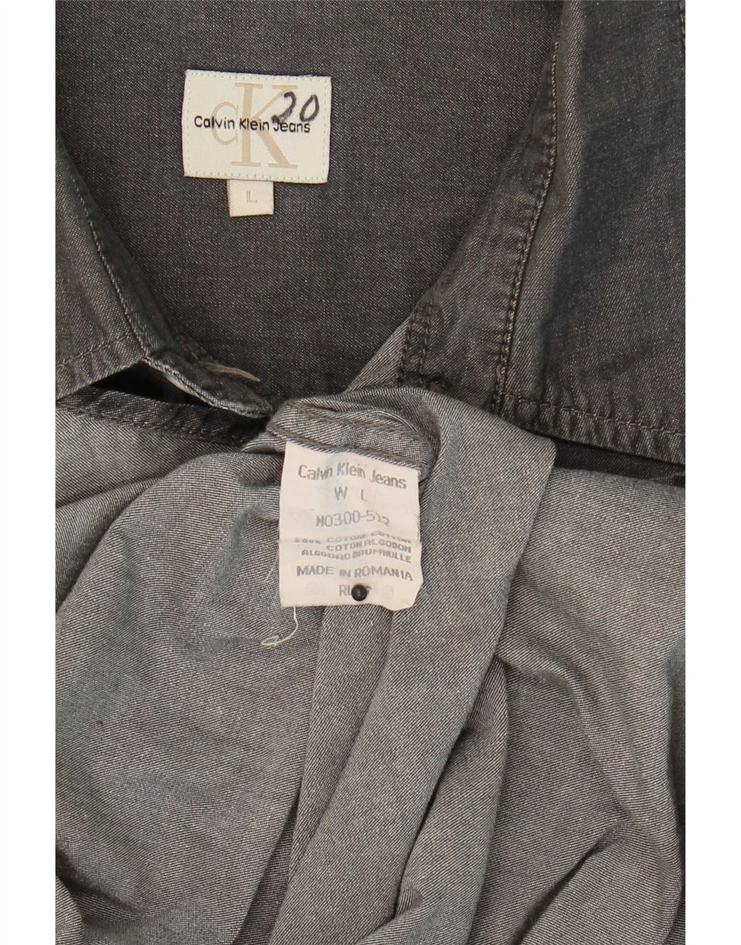 Calvin Klein Jeans Mens Shirt Large Grey Cotton