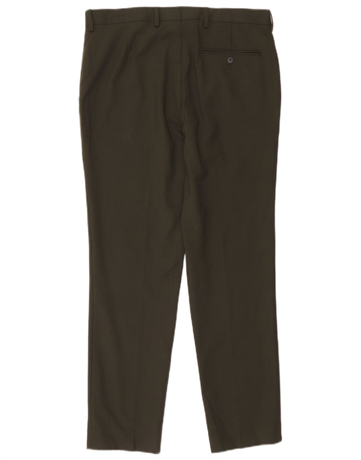 Marks & Spencer Mens Suit Trousers W34 L31 Khaki Polyester