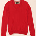 Massimo Dutti Womens V-Neck Jumper Sweater UK 12 Medium Red Silk