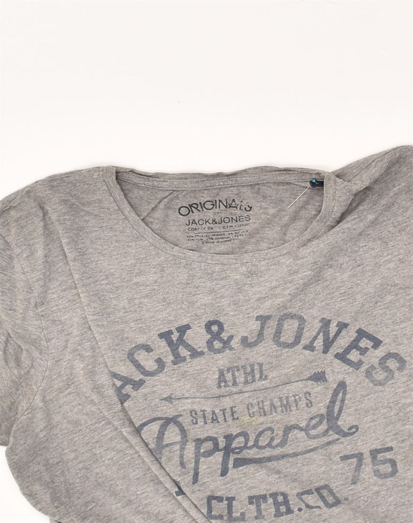 JACK & JONES Mens Graphic T-Shirt Top Large Grey Cotton | Vintage Jack & Jones | Thrift | Second-Hand Jack & Jones | Used Clothing | Messina Hembry 