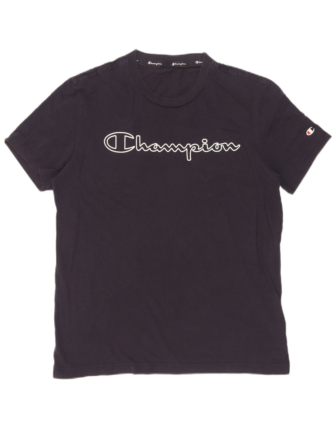 Champion Mens Graphic T-Shirt Top Medium Navy Blue Cotton