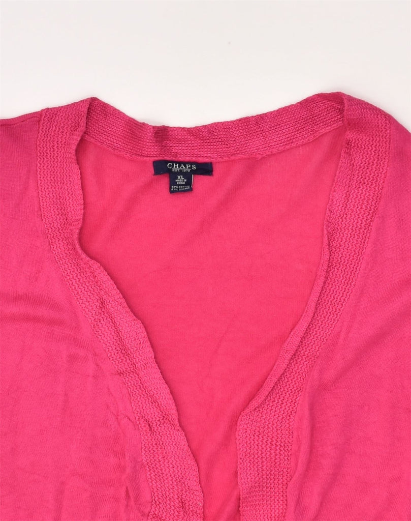 CHAPS Womens Cardigan Sweater UK 18 XL Pink Cotton | Vintage Chaps | Thrift | Second-Hand Chaps | Used Clothing | Messina Hembry 