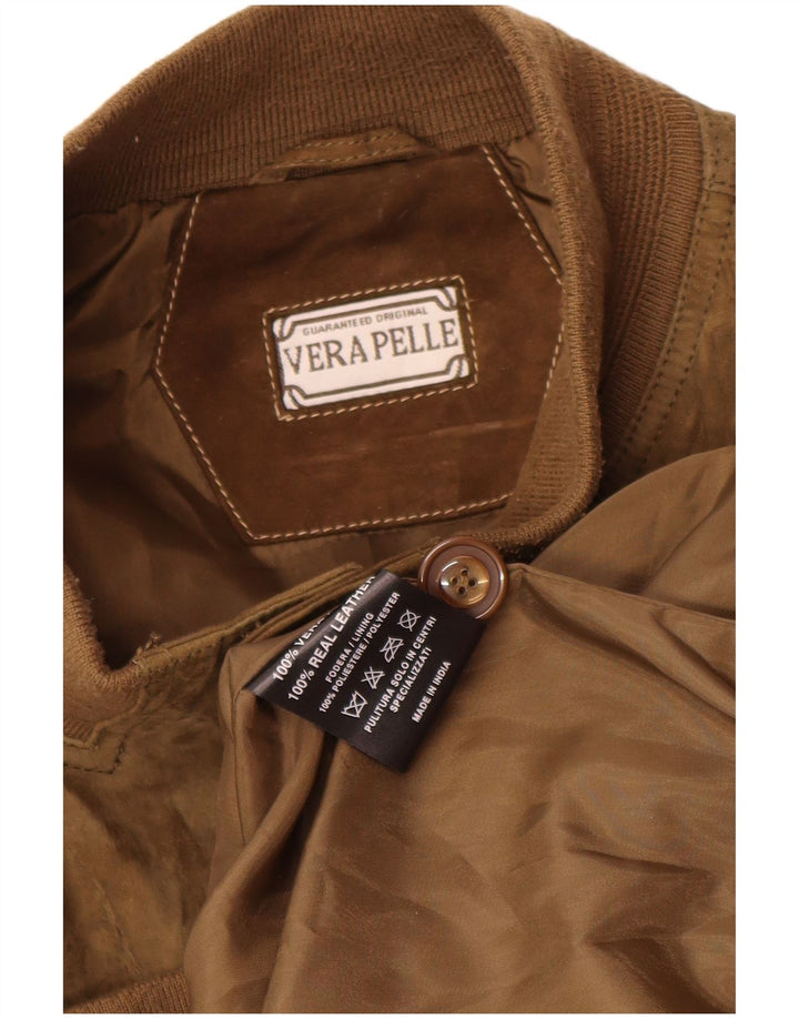 Vintage Mens Suede Jacket UK 42 XL Khaki Leather