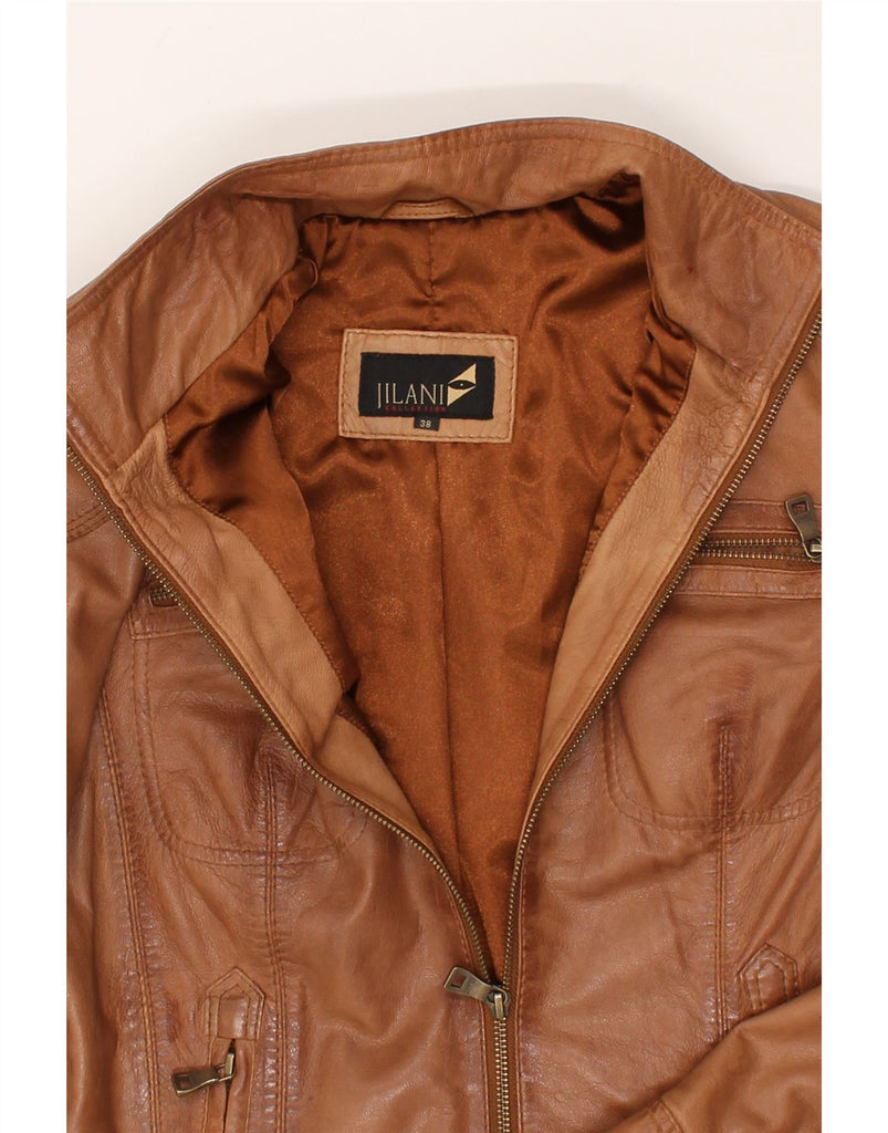 JILANI Womens Bomber Leather Jacket EU 38 Medium Brown Leather | Vintage Jilani | Thrift | Second-Hand Jilani | Used Clothing | Messina Hembry 