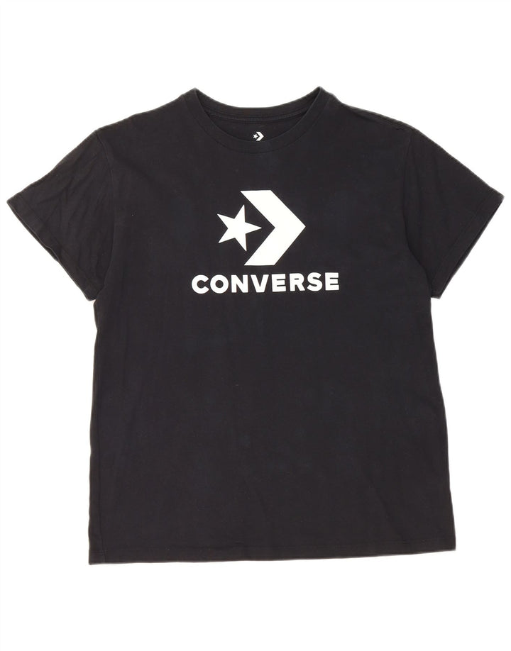 CONVERSE Womens Graphic T-Shirt Top UK 14 Medium Black Cotton