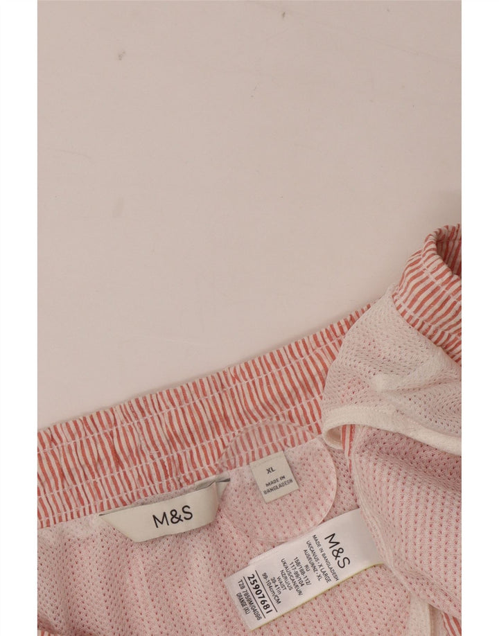 MARKS & SPENCER Mens Swimming Shorts XL Red Pinstripe Cotton