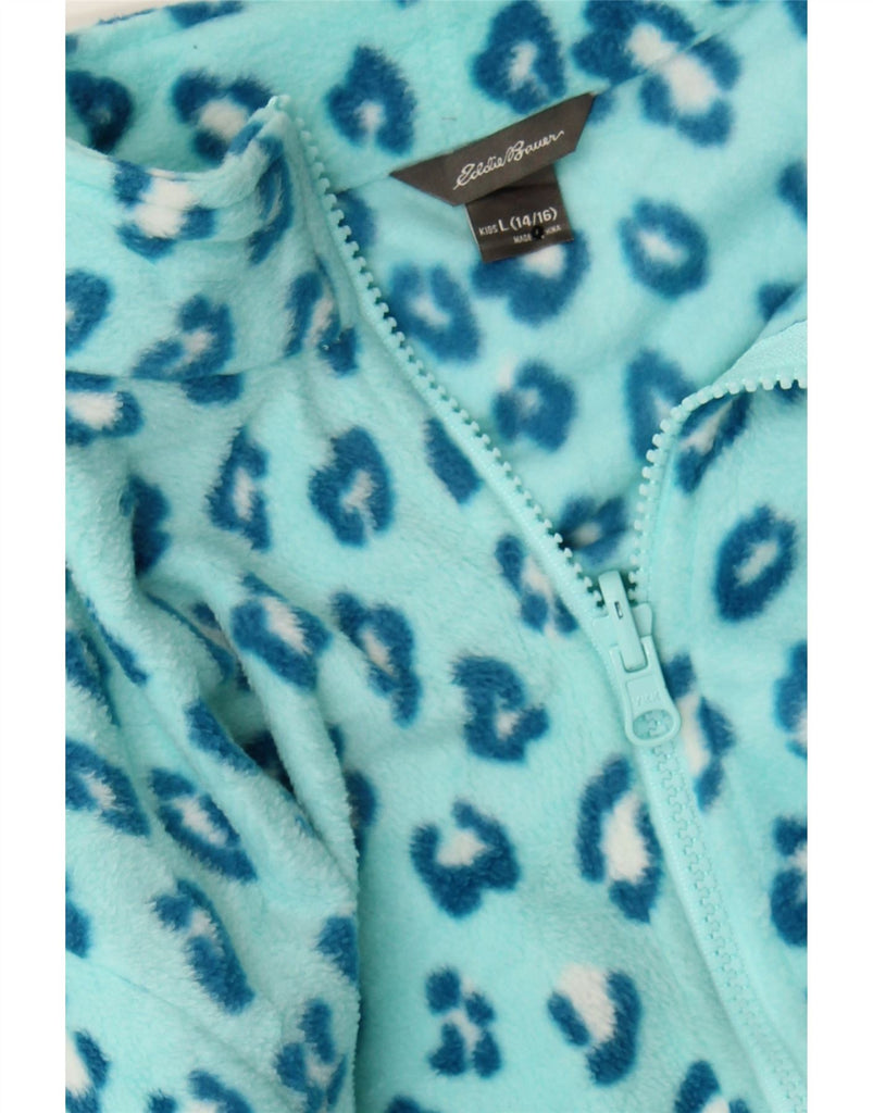 EDDIE BAUER Girls Fleece Jacket 14-15 Years Large Blue Animal Print Vintage Eddie Bauer and Second-Hand Eddie Bauer from Messina Hembry 