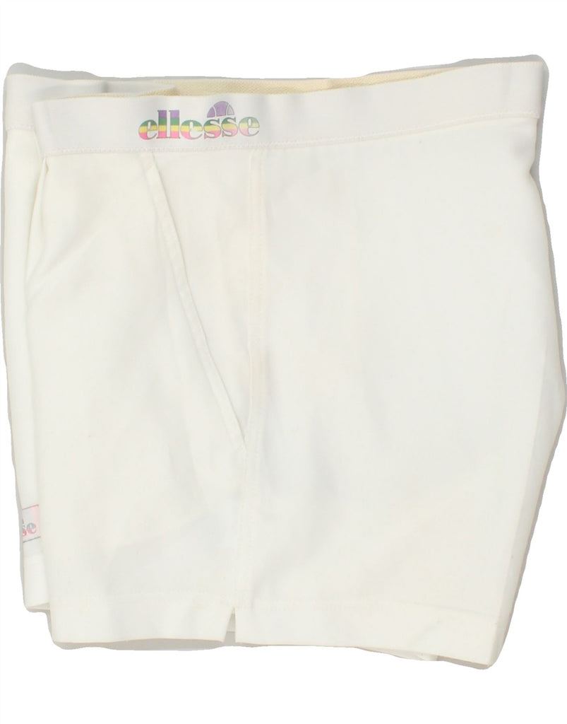 ELLESSE Womens Graphic Chino Shorts W36 Large White | Vintage Ellesse | Thrift | Second-Hand Ellesse | Used Clothing | Messina Hembry 