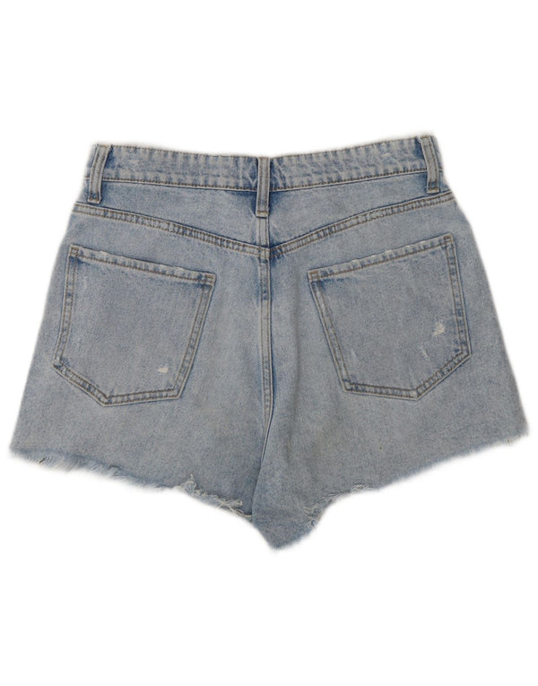 Zara Womens Denim High Waist Hot Pants EU 38 Small W28 Blue Cotton