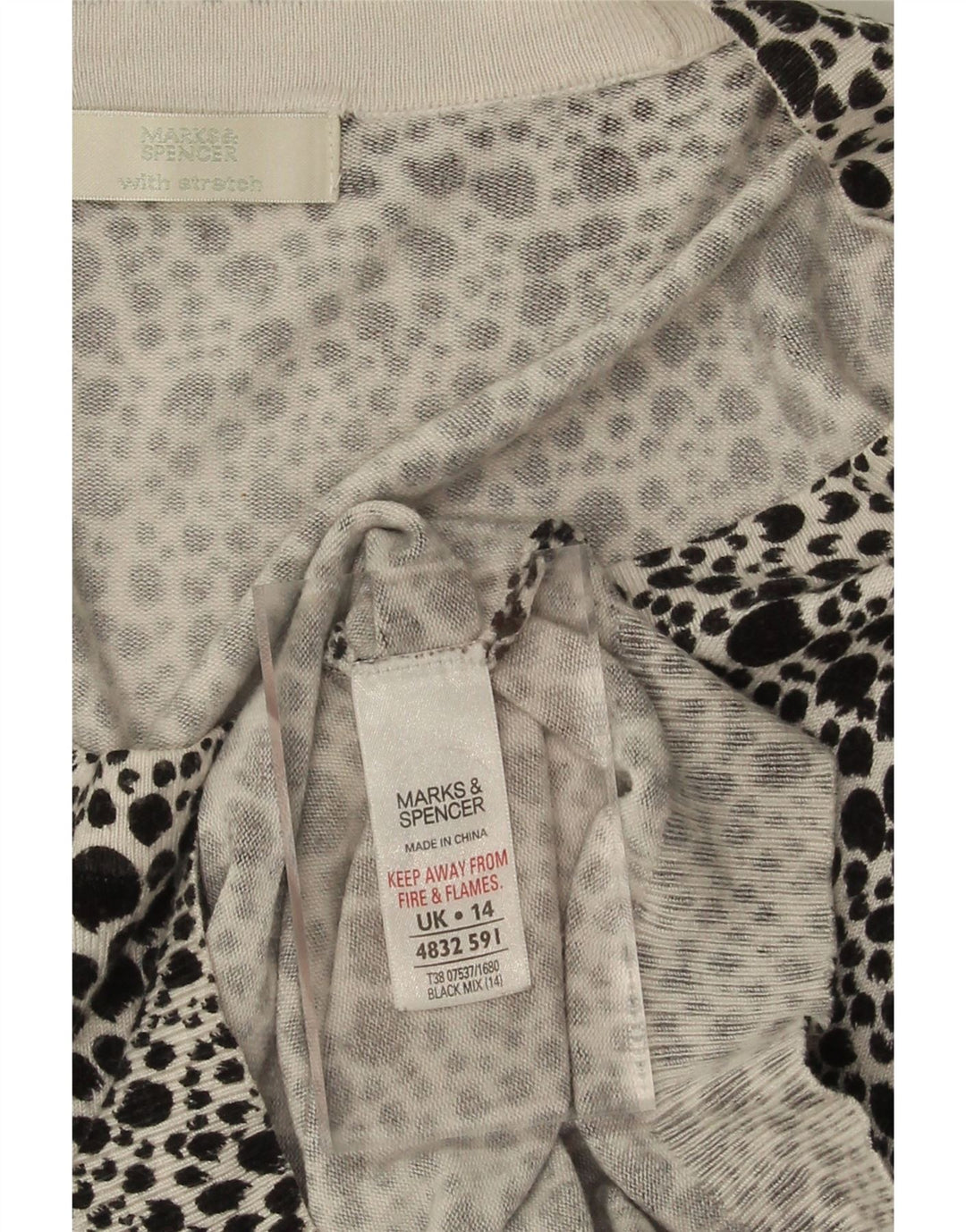 MARKS & SPENCER Womens Long Sleeve Jumper Dress UK 14 Medium Black Spotted Vintage Marks & Spencer and Second-Hand Marks & Spencer from Messina Hembry 