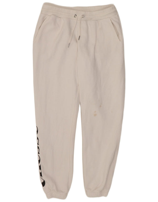 Ellesse Womens Graphic Tracksuit Trousers Joggers UK 10 Small White Cotton