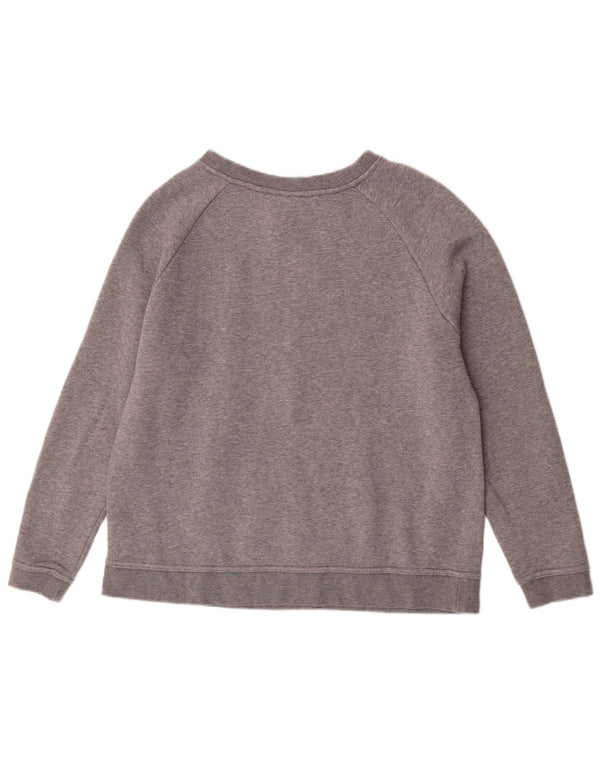 Nike Womens Graphic Sweatshirt Jumper UK 14 Medium Grey Flecked Cotton