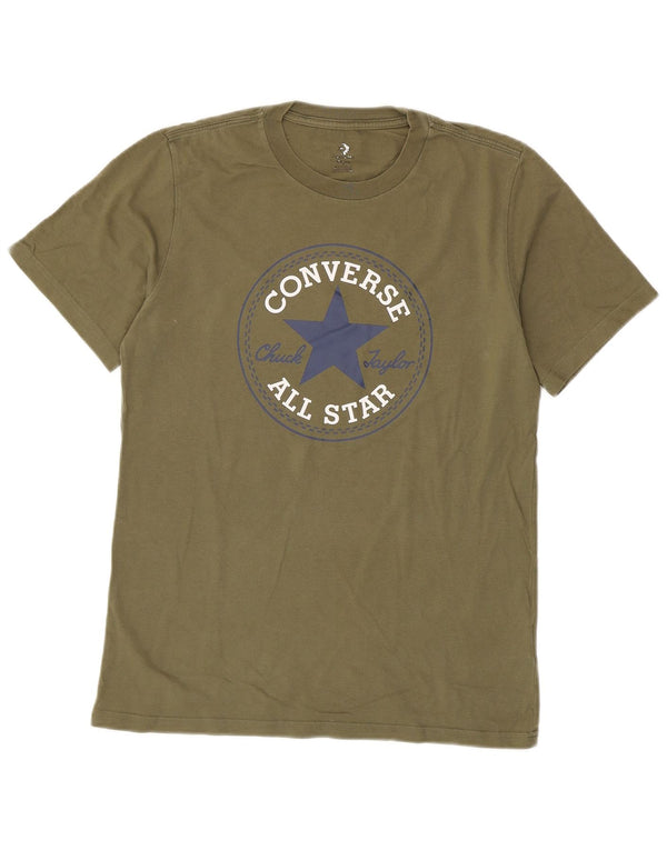 Converse Mens Graphic T-Shirt Top Small Khaki Cotton