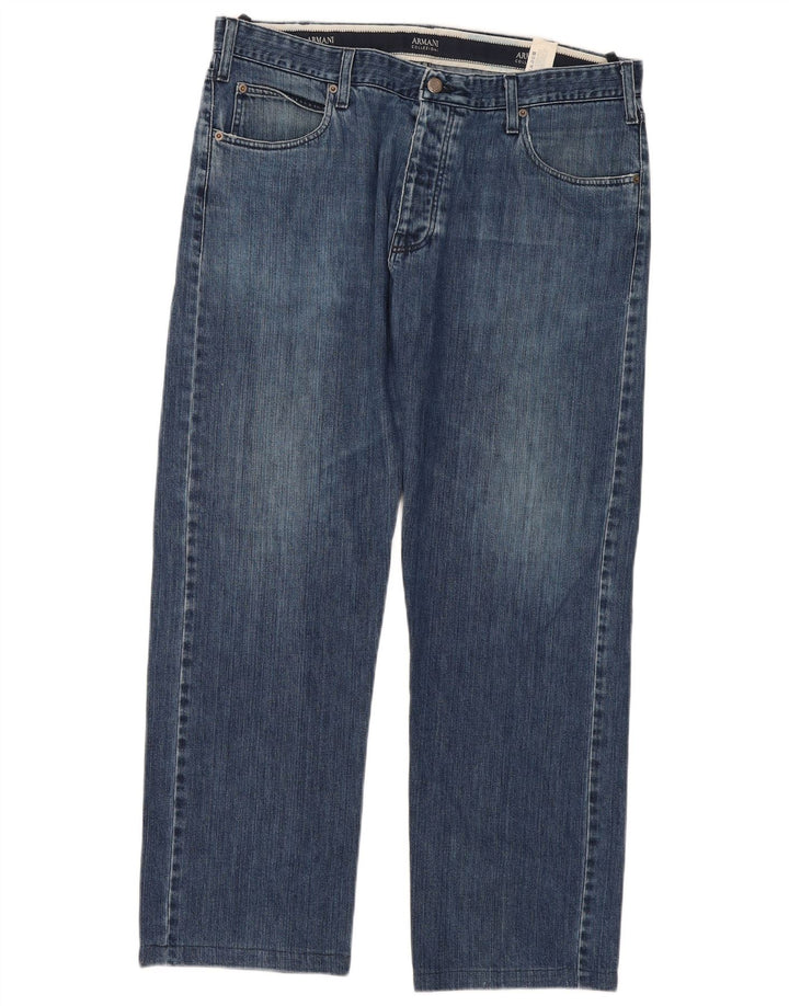 Armani Mens Straight Jeans W38 L31 Blue Cotton