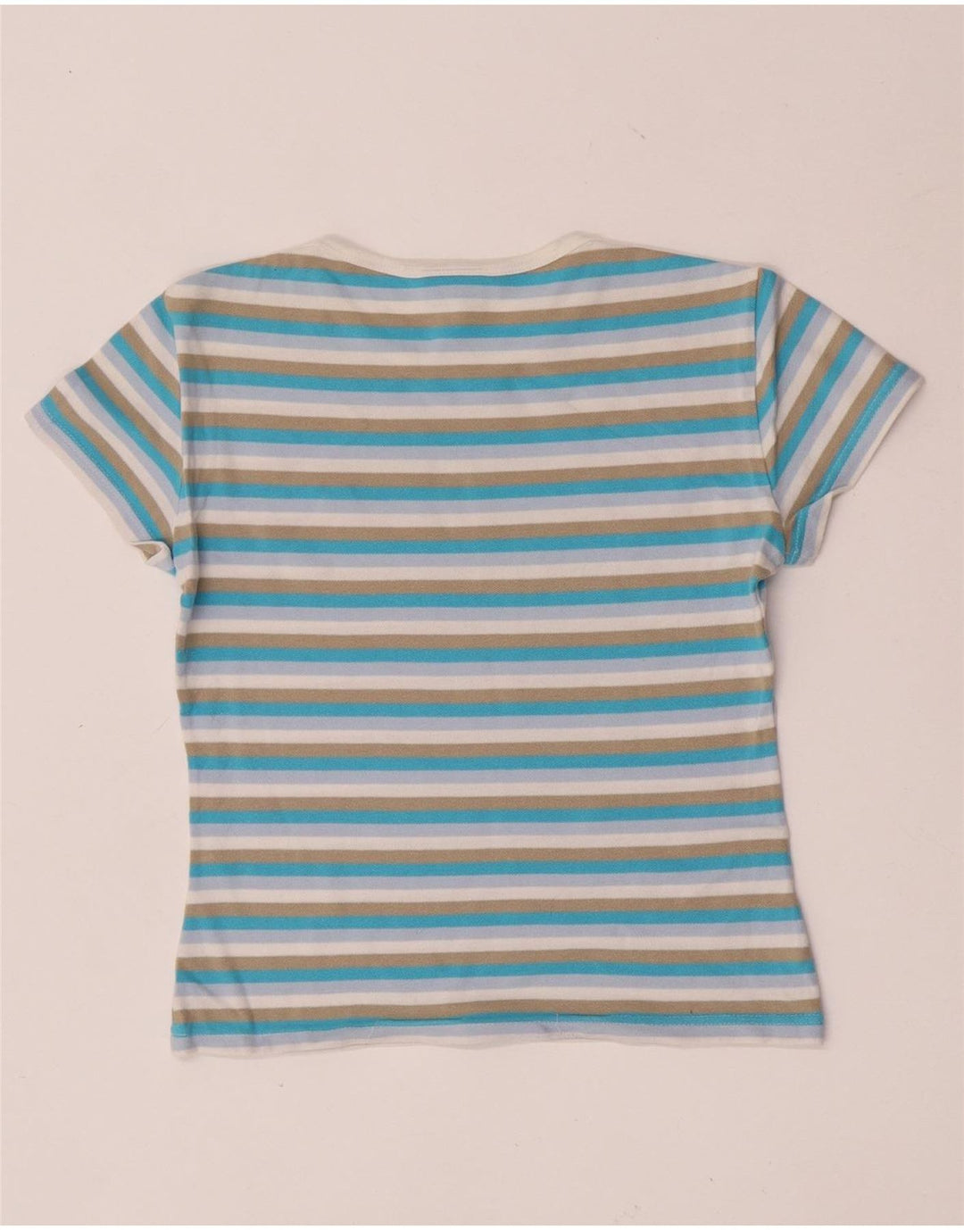 Lacoste Womens Crop T-Shirt Top Size 38 Medium Multicoloured Striped Cotton