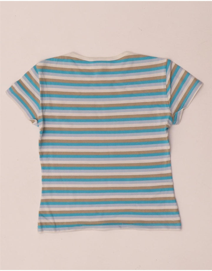 Lacoste Womens Crop T-Shirt Top Size 38 Medium Multicoloured Striped Cotton