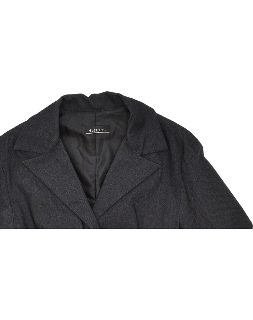 VINTAGE Womens 3 Button Blazer Jacket UK 12 Medium Black Polyamide | Vintage | Thrift | Second-Hand | Used Clothing | Messina Hembry 