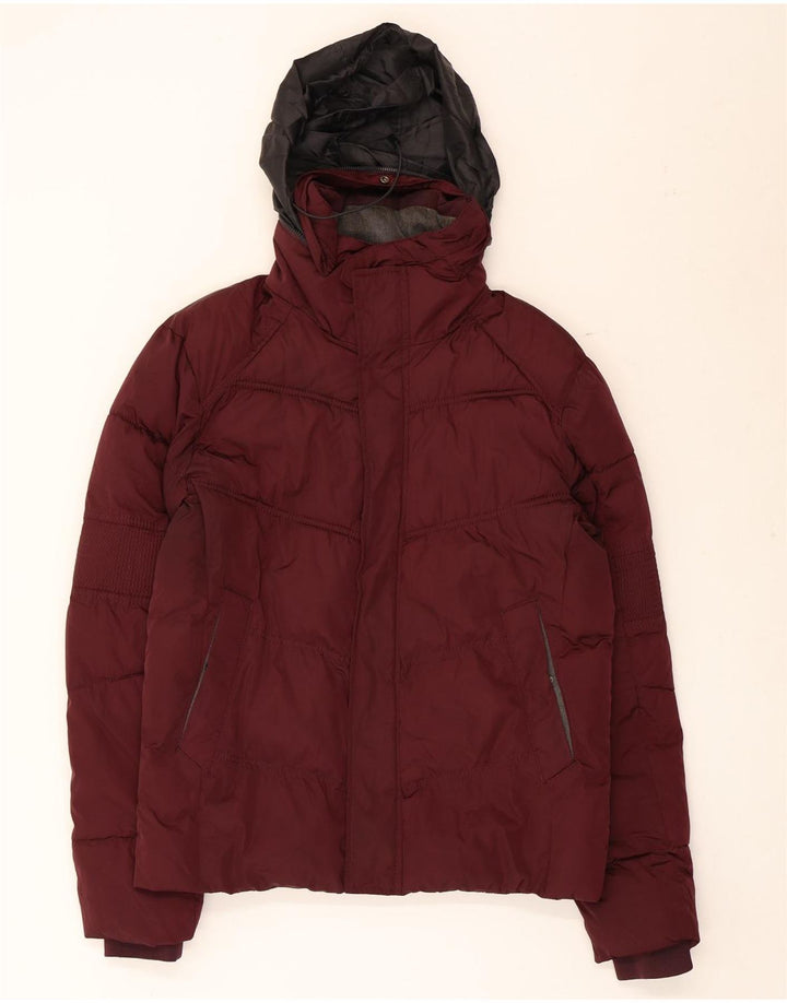 Zara Mens Padded Jacket UK 38 Medium Maroon Polyester