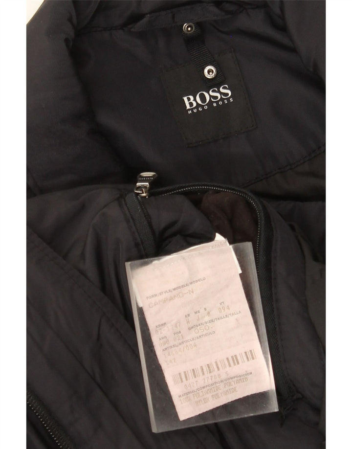 Hugo Boss Mens Overcoat IT 50 Large Black Polyamide